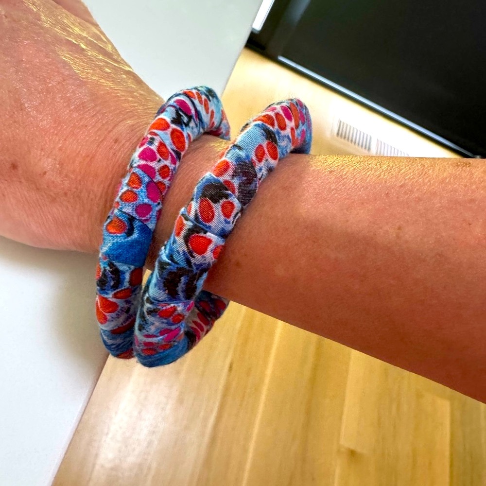 Colorful Patterned Fabric Bangles - Picture 2 of 3